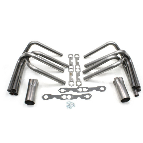 Patriot Headers & Manifolds #H8007 - Patriot Sprint Style Weld Up Header 265-400 SBC 1 5/8" Primary 3" Collector Raw Steel H8007