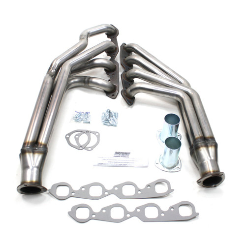 Patriot Headers & Manifolds #H8078 - Patriot Long Tube Header 55-57 Chevrolet Rack 396-502 BBC 1 7/8" Primary 3" Collector Raw Steel H8078