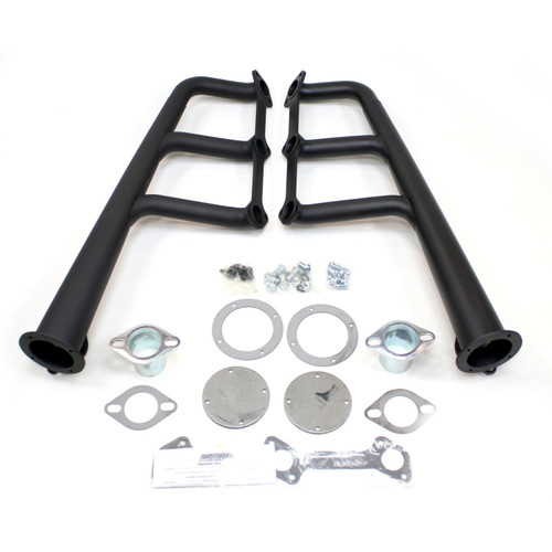 Patriot Headers & Manifolds #H8474 - Patriot Lakester Header 08-48 Street Rod 221-255 Flathead 1 3/4" Primary 3 1/2" Cone Hi Temp Black Coated H8474
