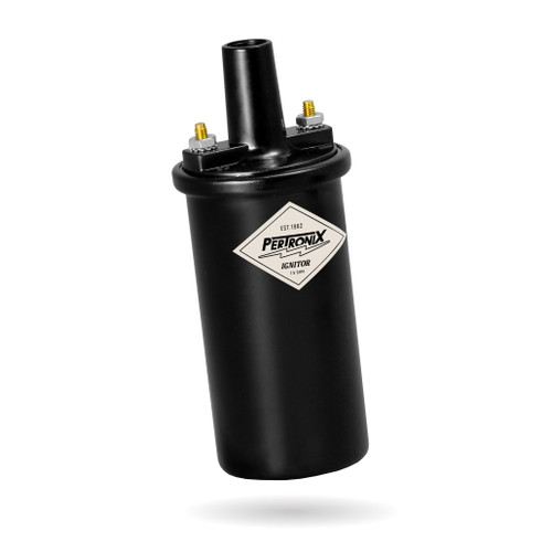 PerTronix Ignition Coils - Upgrade #40011 - Pertronix Flame-Thrower Coil. 40,000-Volt Rated With 1.5-Ohms Of Resistance. Black Oil Filled Caniste