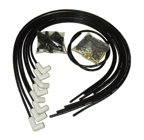 Taylor Ignition #75030 - Taylor Cable 75030 Ceramic Boot 8mm Spiro-Pro Small Block Chevy Race Fit 8 Cyl Wire Set Under Headers HEI Black Wire 90°
