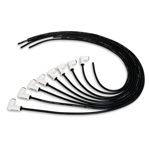Taylor Ignition #75051 - Taylor Cable 75051 Ceramic Boot 8mm Spiro-Pro Universal 8 Cyl Wire Set Black Wire 90° White Ceramic Boots