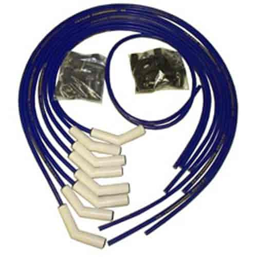 Taylor Ignition #85653 - Taylor Cable 85653 Ceramic Boot ThunderVolt 8.2mm Universal 8 Cyl Wire Set Blue Wire 135° White Ceramic Boots