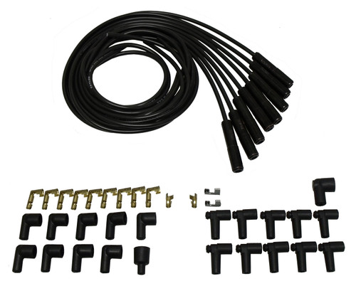 Taylor Ignition #75055-B - Taylor Cable 75055-B Ceramic Boot 8mm Spiro-Pro Universal 8 Cyl Wire Set Black Wire 180° Black Ceramic Boots