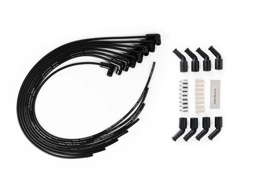 Taylor Ignition #75061-B - Taylor Cable 75061-B Ceramic Boot 8mm Spiro-Pro LS Universal 8 Cyl Wire Set Black Wire 90° Black Ceramic Boots