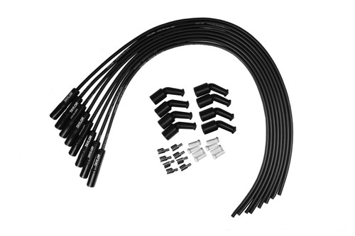 Taylor Ignition #75065-B - Taylor Cable 75065-B Ceramic Boot 8mm Spiro-Pro LS Universal 8 Cyl Wire Set Black Wire 180° Black Ceramic Boots
