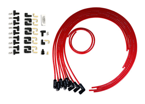 Taylor Ignition #75251-B - Taylor Cable 75251-B Ceramic Boot 8mm Spiro-Pro Universal 8 Cyl Wire Set Red Wire 90° Black Ceramic Boots