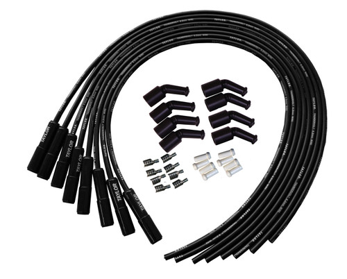 Taylor Ignition #85065-B - Taylor Cable 85055-B Ceramic Boot ThunderVolt 8.2mm Universal 8 Cyl Wire Set Black Wire 180° Black Ceramic Boots