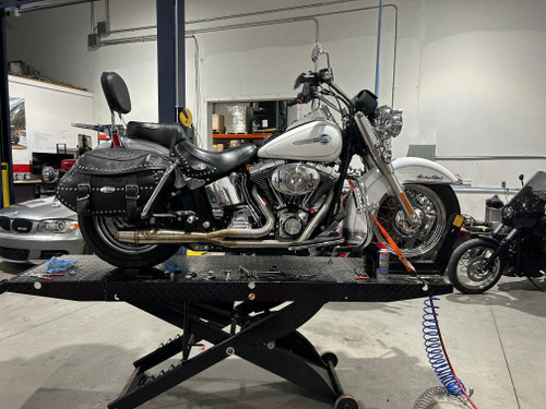 Sawicki Speed Intimidator Exhaust  |  1999-2017 Harley Twin Cam Softail Models - Shorty / Brushed Stainless / Welded - 930-01077