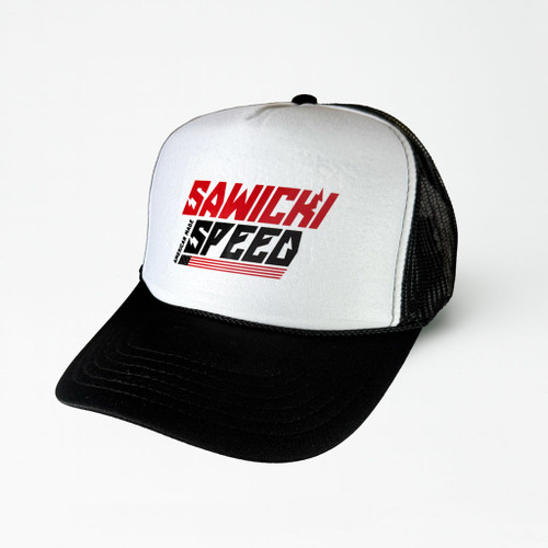 Sawicki Speed "American Raceway" Trucker Hat - White/Black - SAW-FTH-001-BKWBK