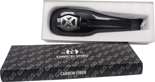 Sawicki Speed Carbon Fiber Center Fuel Tank Dash - M8 Low Riders Models - M8 Softail Lowrider (FXLRS / FXLRST) / Gloss Carbon Fiber / With Stainless Steel Inlay - 930-06056