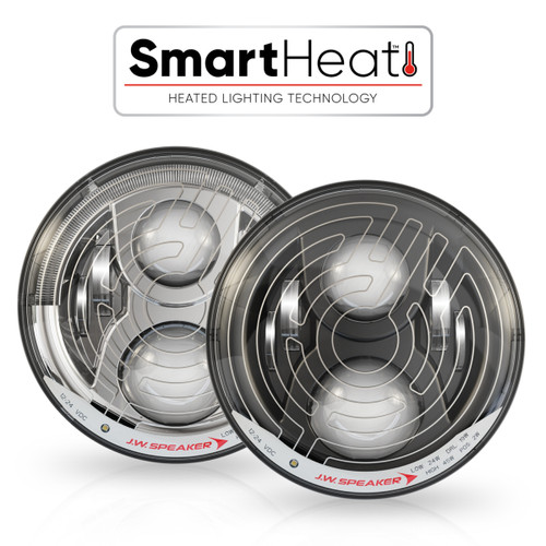 J.W. Speaker 12-24V DOT LED High and Low Beam Headlight with Black Inner Bezel - Model 0554941