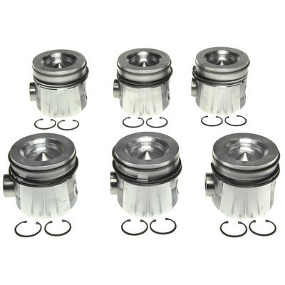 MAHLE ORIGINAL/CLEVITE Piston Set with Rings for Dodge Cummins 6pk - 4.233-inch Bore, Forged Dish Piston with Flat Ring Grooves