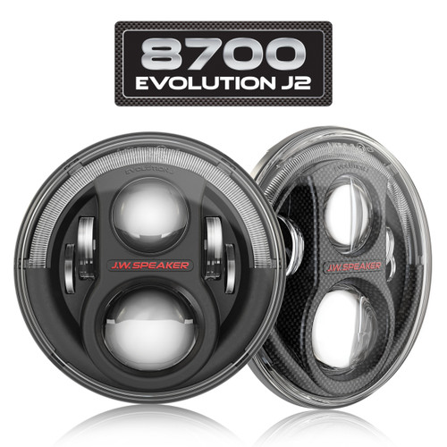 J.W. Speaker 12V DOT LED High and Low Beam Headlights with Carbon Fiber Bezel - 2 Light Kit, Part 0553973