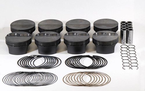 MAHLE Pistons LSX PowerPak Forged Flat Top Piston Set, 4.130 in Bore, -5.8 cc Chamber Volume