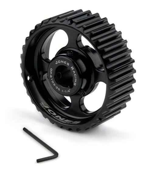 Jones Racing Products Oil Pump Pulley HTD 35 Tooth 1-1/4 inch Wide - Aluminum Black Anodized (Part #OP-6103-35-1 1/4)