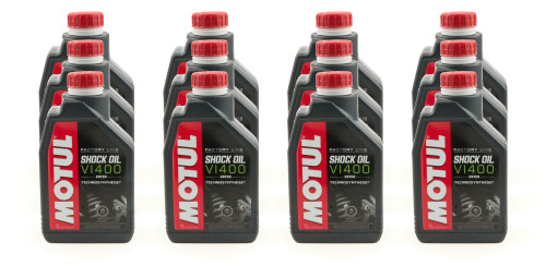 MOTUL USA Factory Line Shock Oil VI400 Ester - Semi-Synthetic, 1 Liter Bottle (Set of 12)