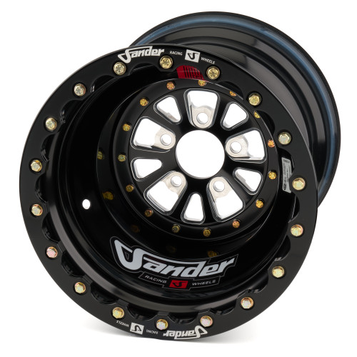 Sander Engineering 762 Series 16 x 16 Inch Double Beadlock Aluminum Wheel with Black Anodized Finish, Part Number 762161650IBOBS47MDBL-B