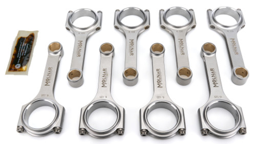 MOLNAR TECHNOLOGIES 6.125 inch H-Beam Connecting Rod Set for Small Block Chevy - Set of 8