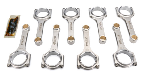 MOLNAR TECHNOLOGIES 6.000 in H-Beam Connecting Rod Set for Small Block Chevy - Lightweight Billet Steel