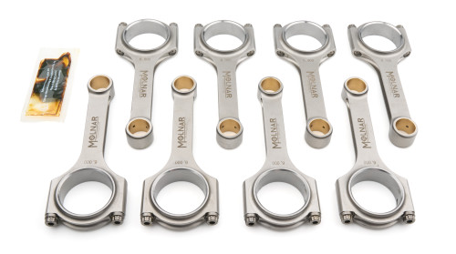 MOLNAR TECHNOLOGIES 6.000-inch H-Beam Connecting Rod Set for Small Block Chevy - ARP2000 Bolts, Bushed Design