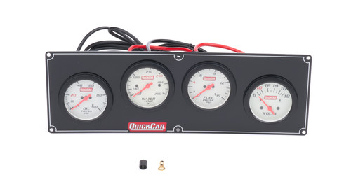 QUICKCAR RACING PRODUCTS 61-7028 4-Gauge Extreme Panel Assembly with Fuel, Oil, Water Temp, and Voltmeter