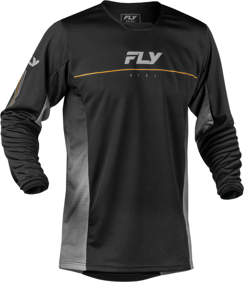 Fly Racing Patrol Jersey Black/Grey Large - Multi-Panel Performance Moto Jersey