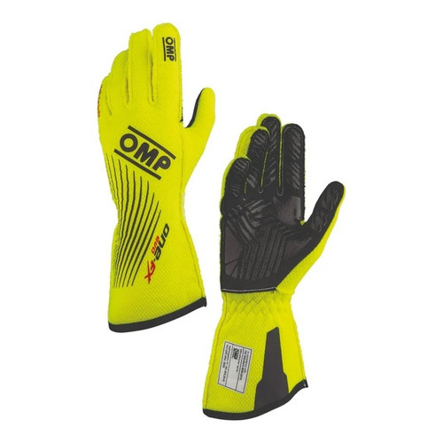 OMP RACING ONE EVO FX FIA Approved Fire Retardant Driving Gloves - Small, Fluorescent Yellow