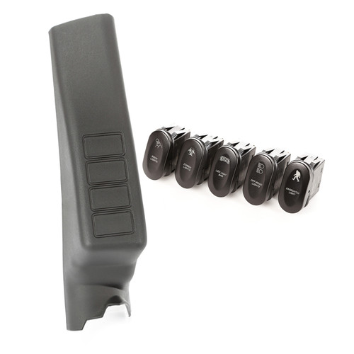 Rugged Ridge Switch Pod Kit A-Pillar for 2011-2018 Jeep Wrangler JK with 4 Etched Switches - Left-Hand Drive
