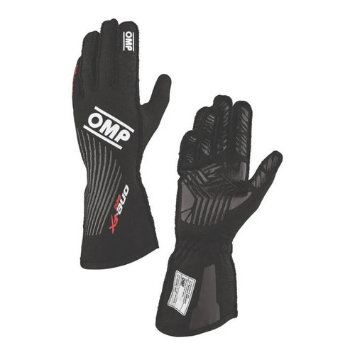 OMP Racing ONE EVO FX FIA 8856-2018 Black Driving Gloves - Medium, Single Layer Fire Retardant Fabric