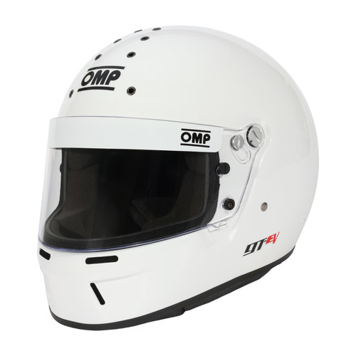 OMP Racing GT-EV White Full Face Helmet SA2025, Large - Head and Neck Support Ready
