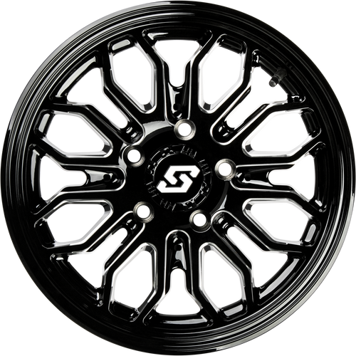 Sedona Onyx Wheel 12x7 Inch 4/110 Bolt Pattern with +10mm Offset - Black and Machined Finish