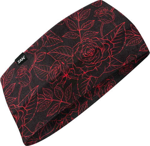 ZAN Sportflex Headband Black & Red Roses HBL206