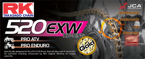 RK EXCEL GB520EXW Drive Chain Gold 520X120 – High Performance Racing and Endurance Chain