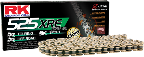 RK EXCEL GB525XRE Gold 525X135 Drive Chain for Street & Off-road Motorcycles