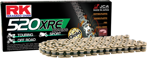 RK Excel GB520XRE Drive Chain Gold 520 x 120 for Off-Road and Street Motorcycles