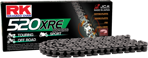 RK EXCEL 520XRE-120 Drive Chain for 520cc Engines - 8,200 lbs Tensile Strength, 130 HP Max Power