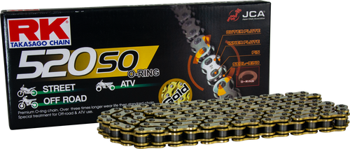 RK EXCEL GB520SO Drive Chain Gold 520 x 120 for Street and Off-Road Motorcycles up to 400cc
