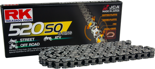 RK EXCEL 520SO-100 Drive Chain - 520 Size, Steel, 100 Links