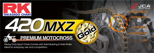 RK Excel Gb420mxz Drive Chain Gold 420 X 120 for Mini MX and SX Racing