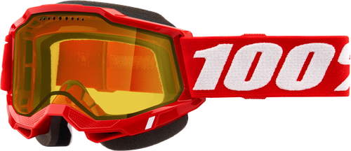 100-Percent Accuri 2 Snowmobile Goggle with Red Frame and Yellow Lens