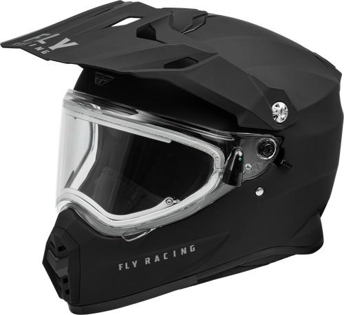 Fly Racing Trekker CW Solid Helmet with Electric Shield - Matte Black Large