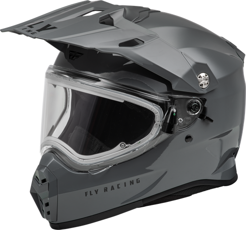 Fly Racing Trekker CW Solid Helmet with Electric Shield in Grey, Medium (Part #73-31365M)