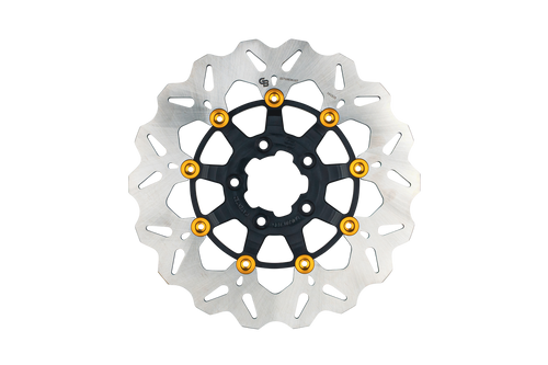 GBRAKES GBDU073 11.8-Inch Floating Wave Rotor with Black and Gold Buttons