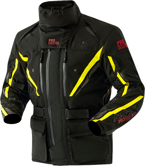 RST Pro Series Paragon D3O Jacket - Black and Fluorescent Yellow, Size 2XL
