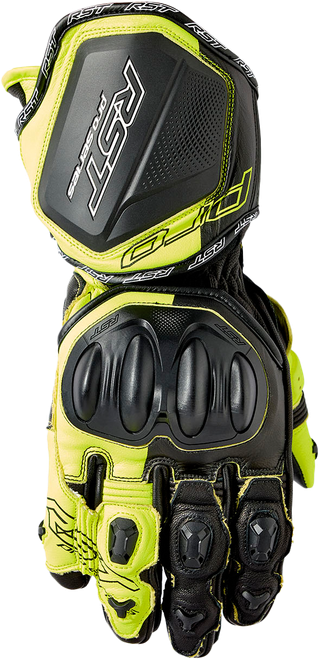 RST Pro Series GP D3O Gloves Black and Fluorescent Yellow Leather, Size 2XL