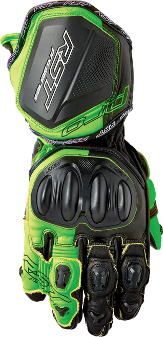 RST Pro Series GP D3O Gloves Black and Flo Green Leather XL