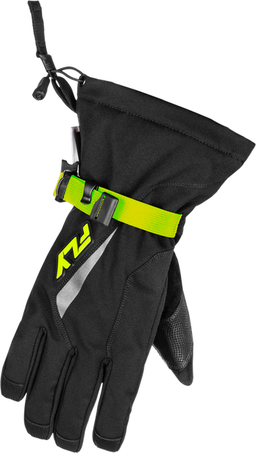 Fly Racing Title Gauntlet Gloves Black and Hi-Vis - Cold Weather Motocross Gloves