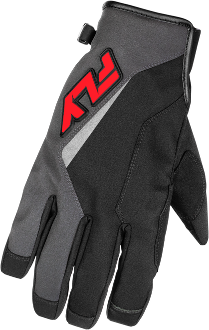 Fly Racing Title Gloves Grey/Black/Red XS – Weatherproof Motocross Gloves with 3M Thinsulate Insulation