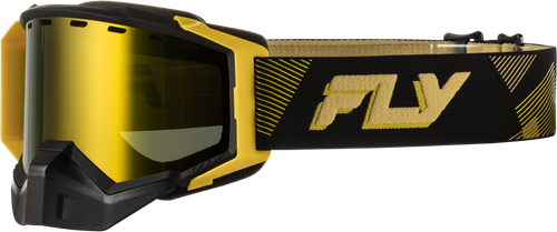 Fly Racing Zone Elite SN Goggle Black/Gold with Gold Mirror and Polished Yellow Lens